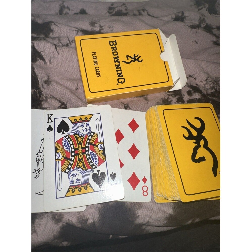 Browning Firearms Playing Cards Vintage Yellow Deck Complete Set Poker Blackjack